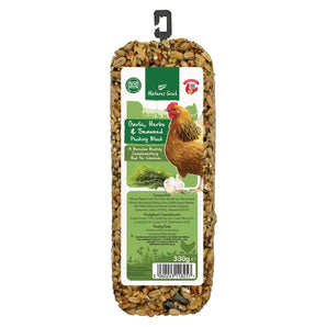 Natures Grub 330g Block Garlic, Herbs & Seaweed Pecking Block